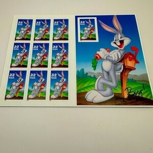 1997 US #3138 32c Postage Lot/9 Stamps Bugs Bunny S/Sheet Imperforate MNH